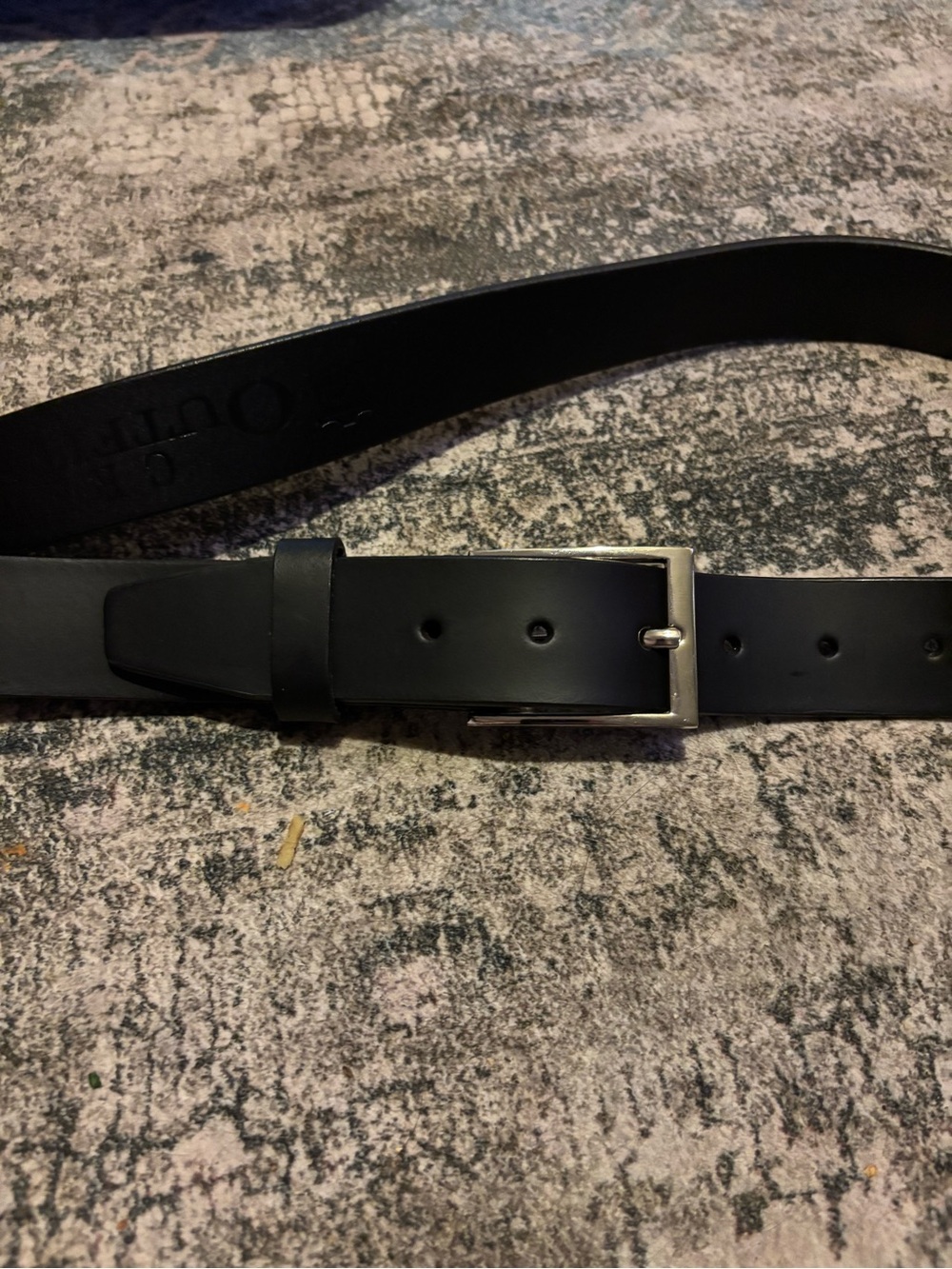 Men's Black Leather Belt with Silver Buckle - pilot uniform